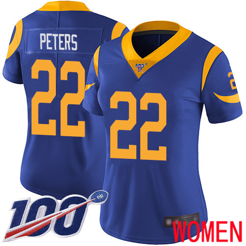 Los Angeles Rams Limited Royal Blue Women Marcus Peters Alternate Jersey NFL Football 22 100th Season Vapor Untouchable